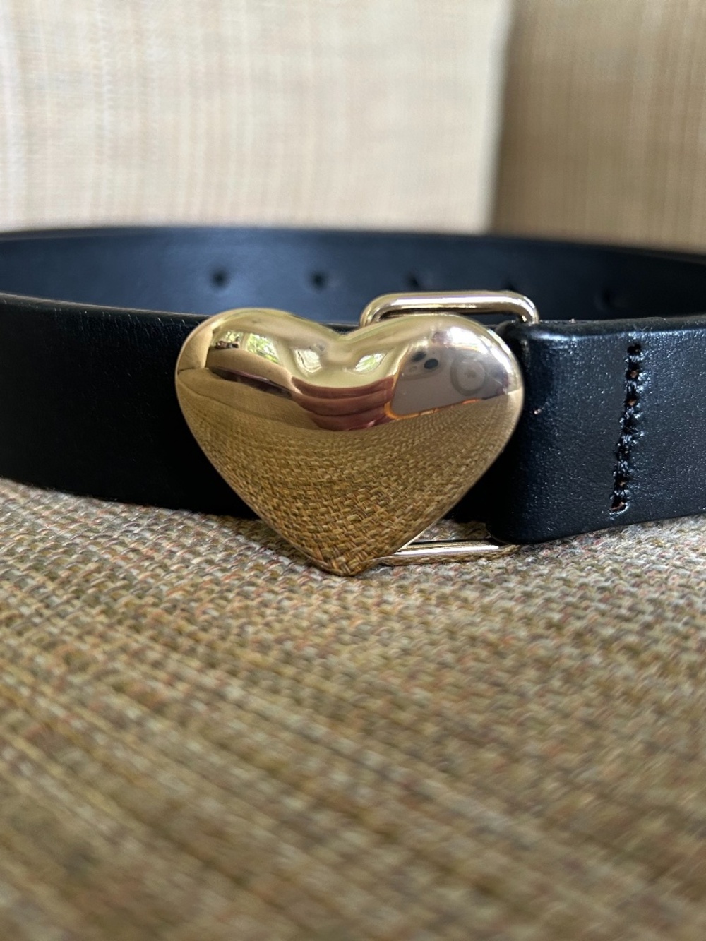 J.Crew Crewcuts Girls Heart Buckle Black Leather Belt